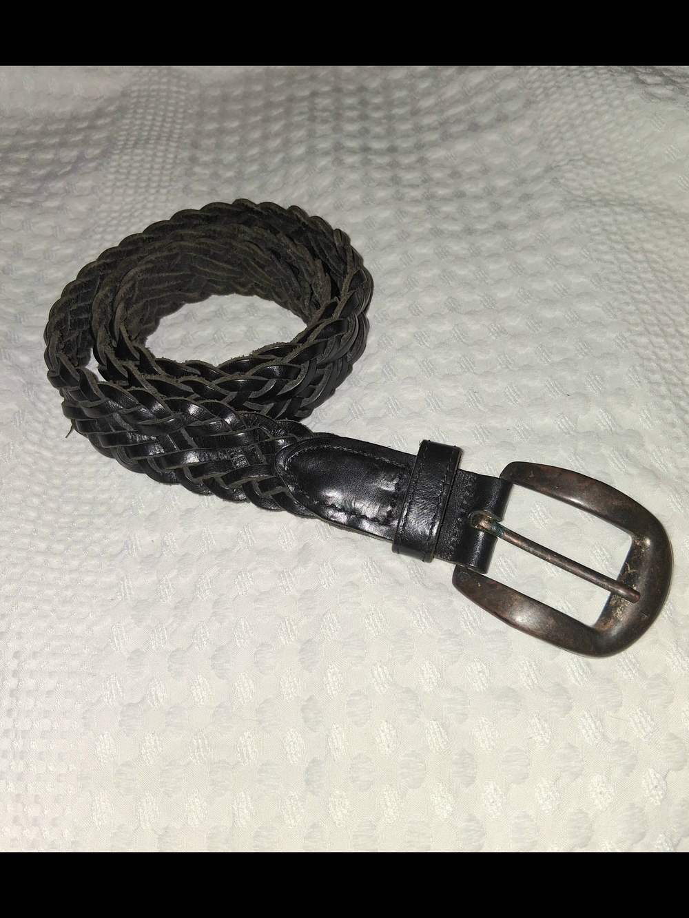 Braided Leather Belt in Black